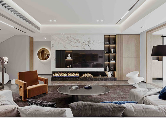 聯排別墅客廳電視墻設計效果圖